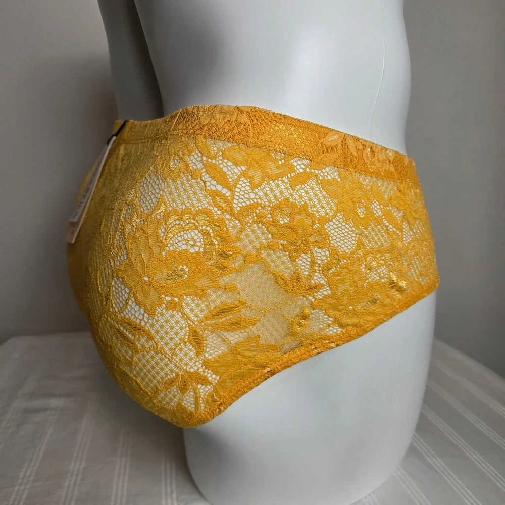 Cosabella Mens‎ Mustard Yellow Floral Lace Briefs Intimate Underwear Sheer